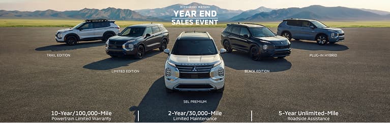 Mitsubishi lineup packshot with mountain background